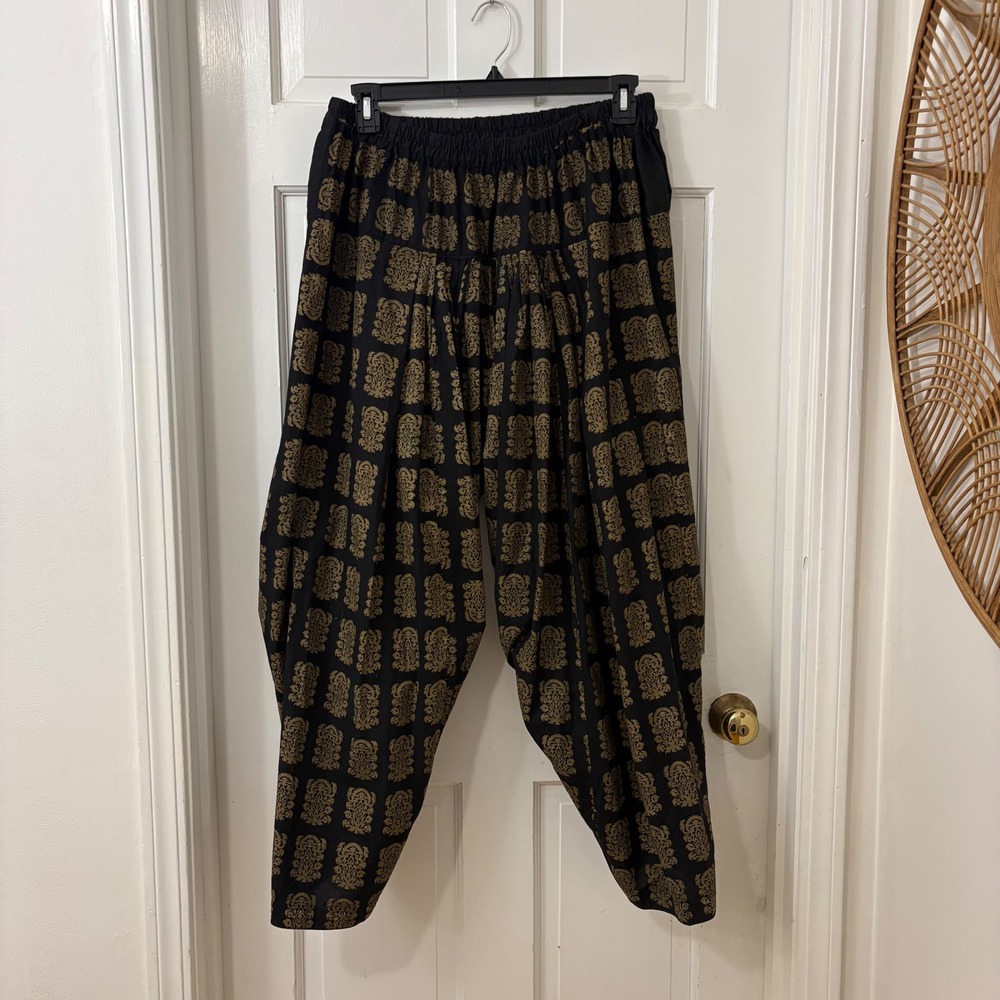 Harem Pants Unisex XL Cotton Boho Drop Crotch Festival Hippie Metallic Genie